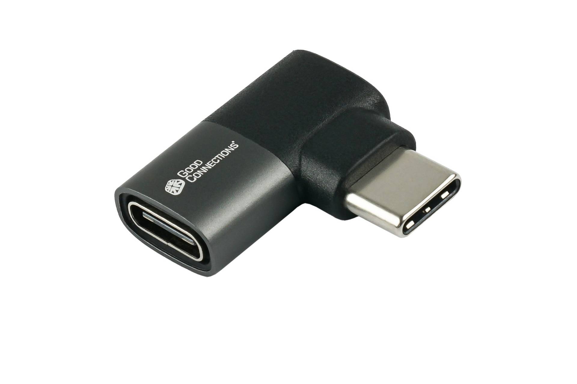 USB 4.0 Gen.3x2 Winkeladapter (40GBit/s, 240W, 8K@60Hz), USB-C™, silber von Good Connections