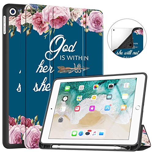 Schutzhülle für iPad 7. Generation, 25.7 cm (10.2 Zoll) 2019, schlankes weiches TPU, mit Stifthalterung für 2019 iPad 7. Generation 10.2 Zoll (automatische Aufwach-/Schlafmodus) von Good-Luck