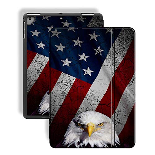iPad 9.7 2018/2017/iPad Air 2, Hülle, Bald Eagle American Flag Muster PU Leder Slim Soft TPU Rückseite mit Stifthalter Cover für iPad 9.7 Zoll 5./6. Generation (Auto Wake/Sleep) von Good-Luck