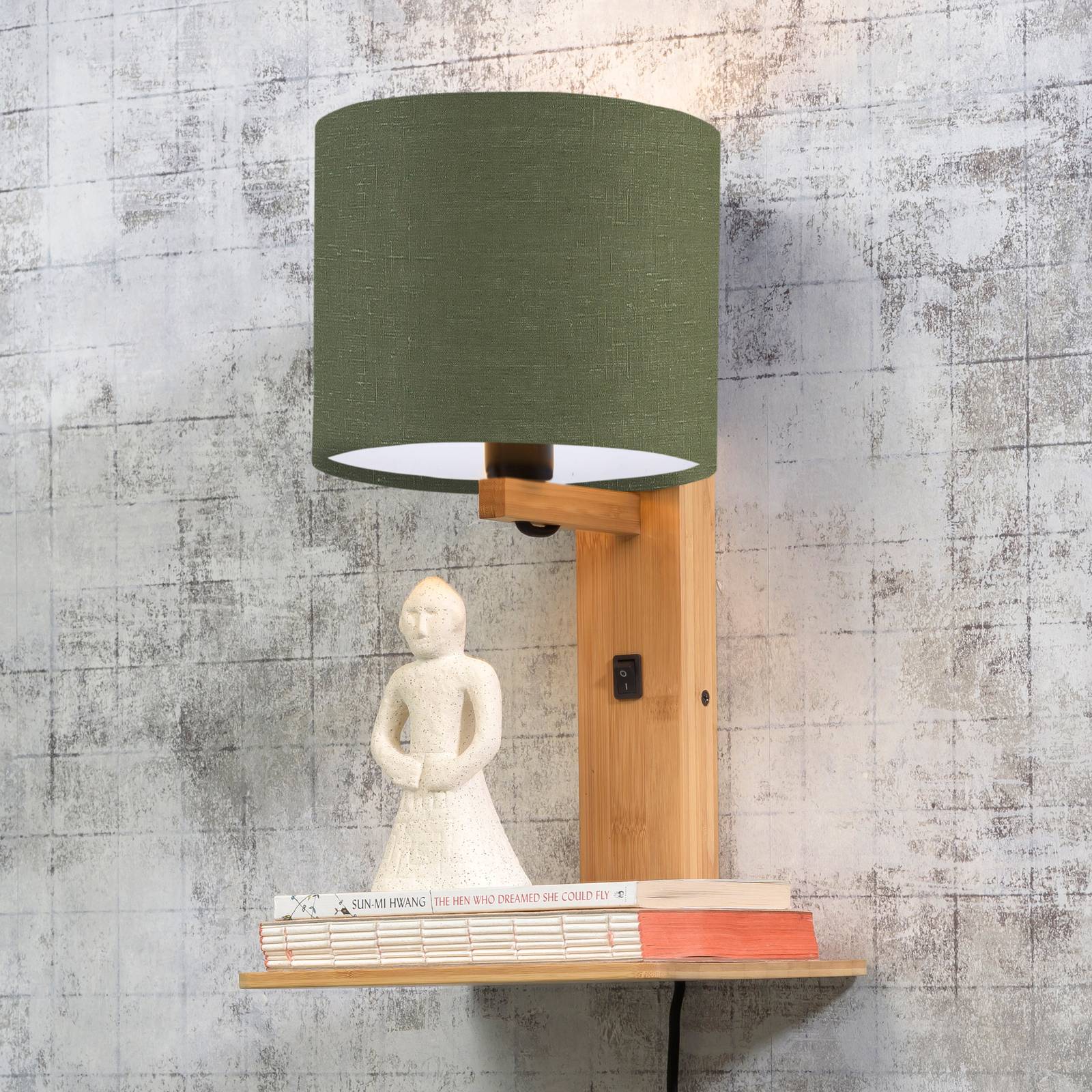 GOOD & MOJO Andes Wandlampe mit Ablage, grün/natur GOOD & MOJO Andes Wandlampe mit Ablage, grün/natur von Good & Mojo