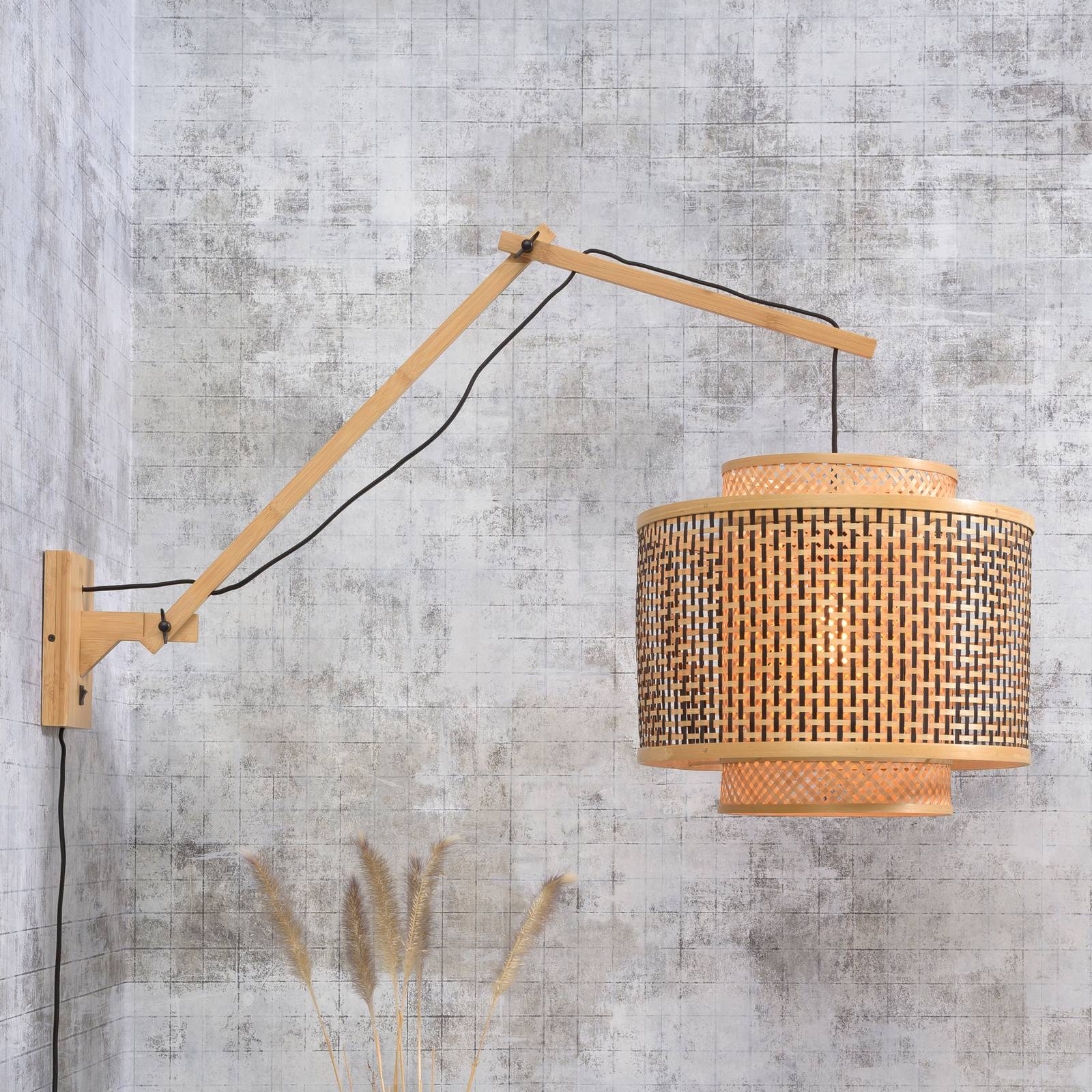 GOOD & MOJO Bhutan Wandlampe 2 Arme, natur Ø40cm GOOD & MOJO Bhutan Wandlampe 2 Arme, natur Ø40cm von Good & Mojo