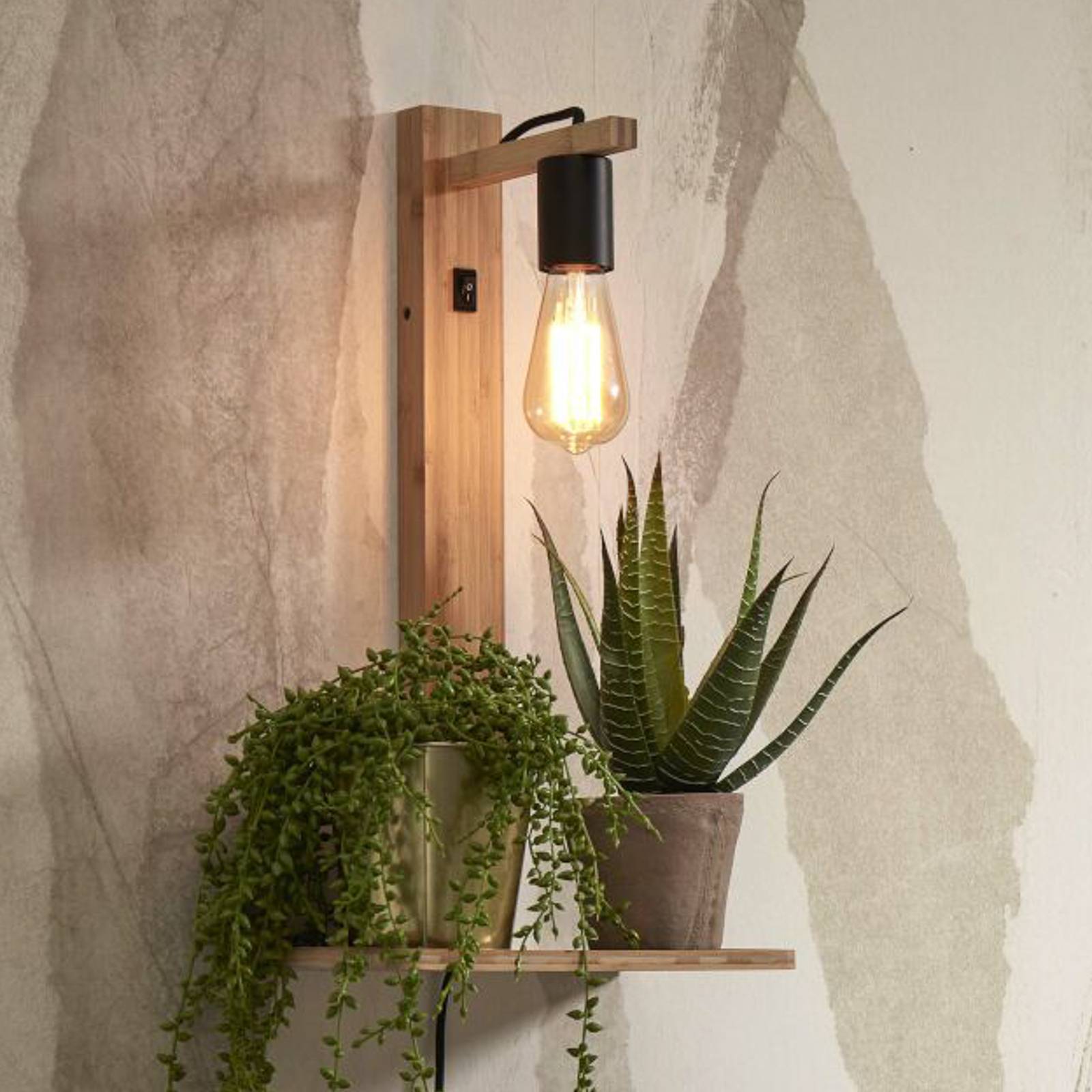 GOOD & MOJO Flores Wandleuchte mit Ablage, natur GOOD & MOJO Flores Wandleuchte mit Ablage, natur von Good & Mojo