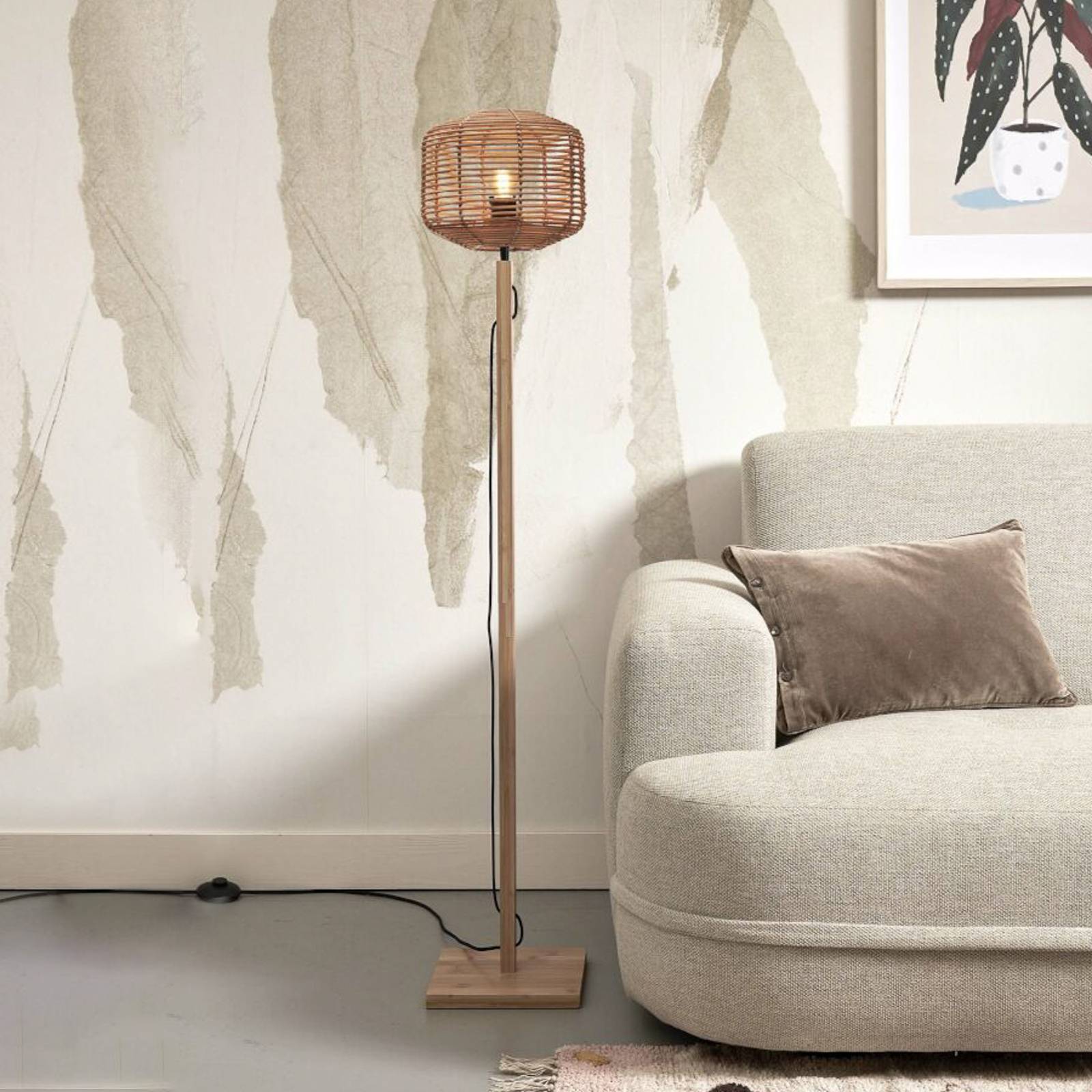 GOOD & MOJO Tanami Stehlampe, Schirm 25x20cm natur GOOD & MOJO Tanami Stehlampe, Schirm 25x20cm natur von Good & Mojo
