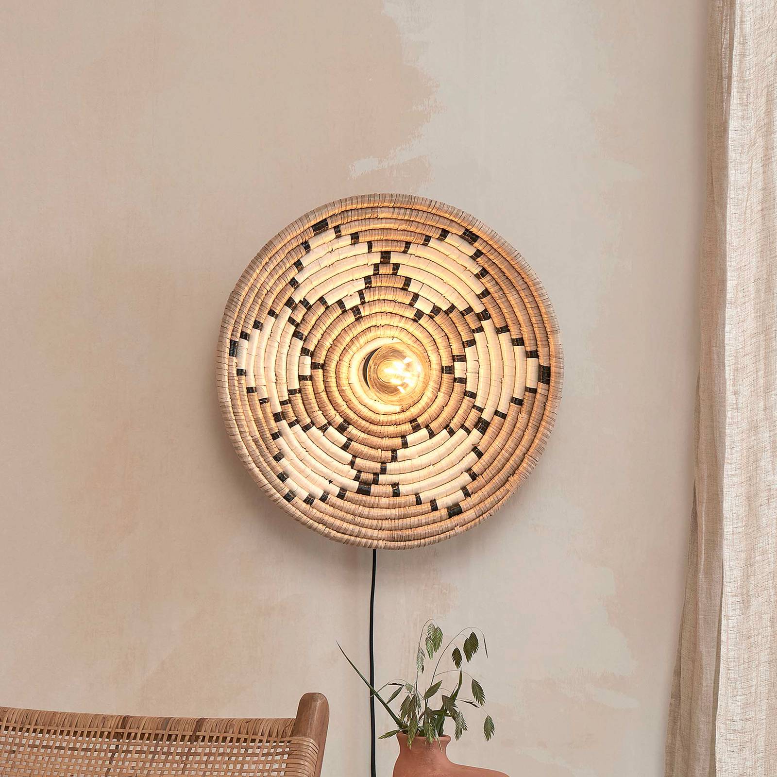 GOOD & MOJO Wandlampe Andros, natur/weiß, Stecker, Ø 45 cm GOOD & MOJO Wandlampe Andros, natur/weiß, Stecker, Ø 45 cm von Good & Mojo