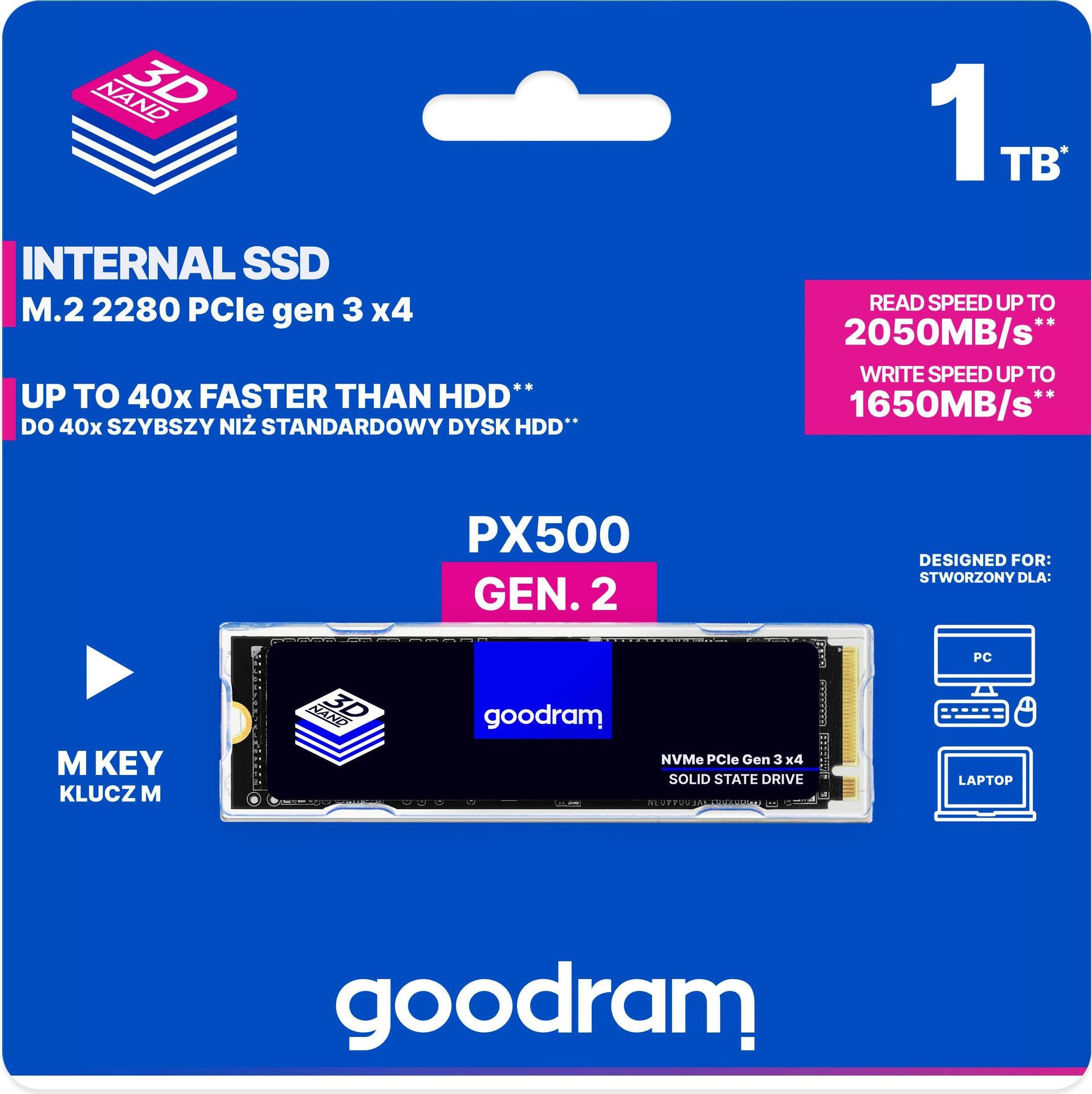 Goodram PX500 Gen.2 M.2 1000 GB PCI Express 3.0 3D NAND NVMe (SSDPR-PX500-01T-80-G2) von GoodRam