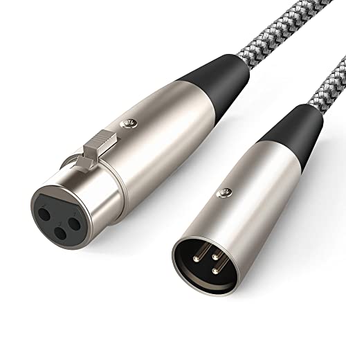 Mikrofonkabel XLR Stecker auf XLR Busche (3M), XLR-Kabel XLR-Stecker auf Kupplung für Mikrofon, Verstärker, Mischpult oder Lautsprechersystem Grau von Goodaux