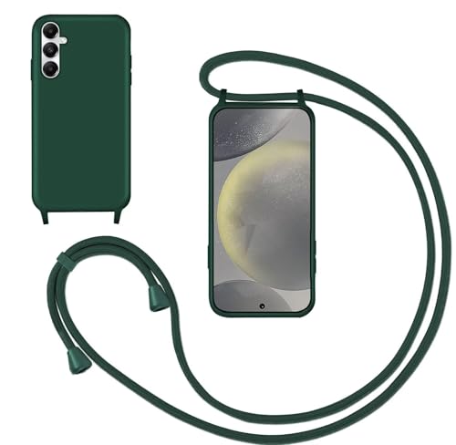 GoodcAcy Handykette Handyhülle für Samsung Galaxy A15,Smartphone Necklace Hülle mit Band Schutzhülle mit Kette zum umhängen Halskette Flüssig Silikon Case für Galaxy A15,Grün von GoodcAcy