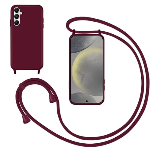 GoodcAcy Handykette Handyhülle für Samsung Galaxy A55,Smartphone Necklace Hülle mit Band Schutzhülle mit Kette zum umhängen Halskette Flüssig Silikon Case für Samsung Galaxy A55,Rot von GoodcAcy