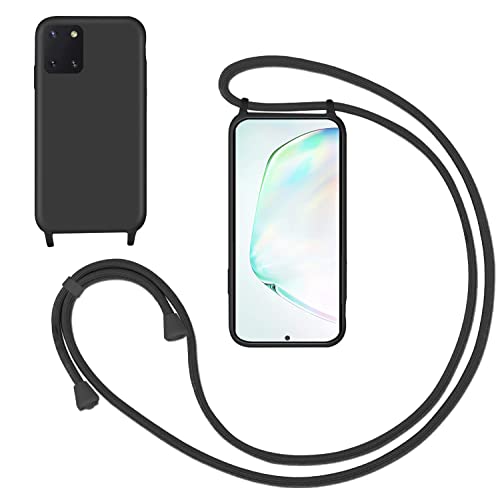 GoodcAcy Handykette Handyhülle für Samsung Galaxy A81/Note 10 lite,Smartphone Necklace Hülle mit Band Schutzhülle mit Kette zum umhängen Halskette Flüssig Silikon Case für Galaxy A81,Schwarz von GoodcAcy