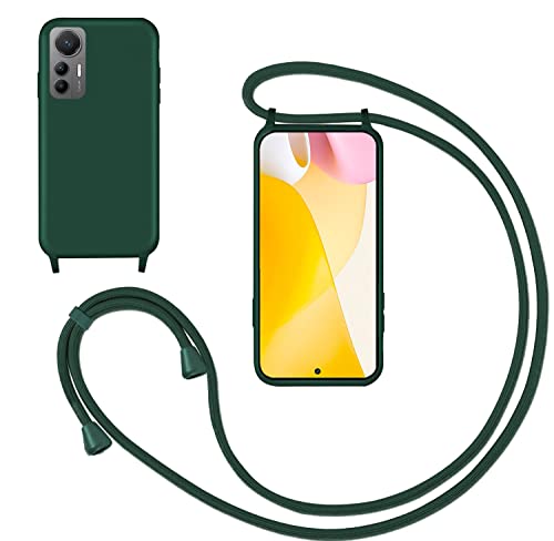 GoodcAcy Handykette Handyhülle für Xiaomi Mi 12 lite,Smartphone Necklace Hülle mit Band Schutzhülle mit Kette zum umhängen Halskette Flüssig Silikon Case für Xiaomi Mi 12 lite,Grün von GoodcAcy