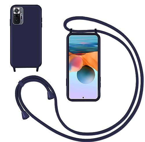 GoodcAcy Handykette Handyhülle für Xiaomi Redmi Note 10 Pro,Smartphone Necklace Hülle mit Band Schutzhülle mit Kette zum umhängen Halskette Flüssig Silikon Case für Redmi Note 10 Pro,Blau von GoodcAcy