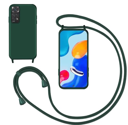 Handykette Handyhülle für Redmi Note 11 4G/Redmi Note 11S,Smartphone Necklace Hülle mit Band Schutzhülle mit Kette zum umhängen Halskette Flüssig Silikon Case für Redmi Note 11 4G/Redmi Note 11S,Grün von GoodcAcy