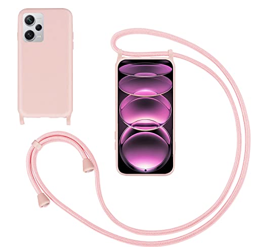 GoodcAcy Handykette Handyhülle für Xiaomi Redmi Note 12 Pro Plus,Smartphone Necklace Hülle mit Band Schutzhülle mit Kette zum umhängen Halskette Flüssig Silikon Case für Redmi Note 12 Pro+,Pink von GoodcAcy