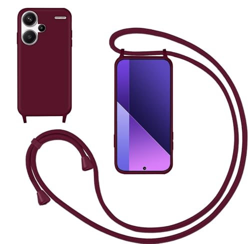 GoodcAcy Handykette Handyhülle für Redmi Note 13 Pro Plus 5G,Smartphone Necklace Hülle mit Band Schutzhülle mit Kette zum umhängen Halskette Flüssig Silikon Case für Redmi Note 13 Pro Plus 5G,Rot von GoodcAcy