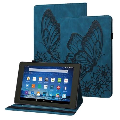 GoodcAcy Tablet Hülle für Huawei MediaPad T3 10 9.6 Zoll/AGS-W09,AGS-L09,AGS-L03 Tablet Schmetterling Muster Schale PU-Leder Standfunktion ultradünne leichte Schutzhülle,Blau von GoodcAcy
