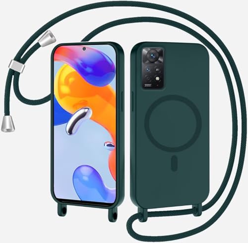 Handykette für Redmi Note 11 Pro/Redmi Note 12 Pro 4G Hülle mit Band,Handyhülle Kompatibel mit MagSafe, Silikon Seil Necklace Handyhülle PU Stoßfest mit Abnehmbar Kordel zum Umhängen Case - Dunkelgrün Handykette für Redmi Note 11 Pro/Redmi Note 12 Pro 4G Hülle mit Band,Handyhülle Kompatibel mit MagSafe, Silikon Seil Necklace Handyhülle PU Stoßfest mit Abnehmbar Kordel zum Umhängen Case - Dunkelgrün von GoodcAcy