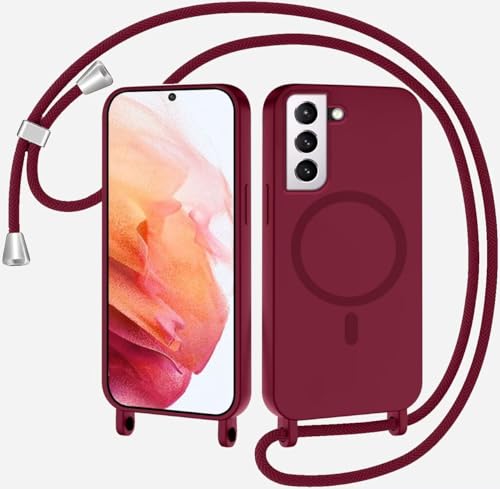 Magnetische Handykette für Samsung Galaxy S21 Plus Hülle mit Band, Handyhülle Kompatibel mit MagSafe, Silikon Seil Necklace Handyhülle PU Stoßfest mit Abnehmbar Kordel zum Umhängen Case - Rot Magnetische Handykette für Samsung Galaxy S21 Plus Hülle mit Band, Handyhülle Kompatibel mit MagSafe, Silikon Seil Necklace Handyhülle PU Stoßfest mit Abnehmbar Kordel zum Umhängen Case - Rot von GoodcAcy