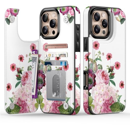 Goodon Schutzhülle für iPhone 16 Pro Max – Klapphülle aus Leder mit trendigem Blumendesign, 4 Kartenfächern und Ständerfunktion, Schutzhülle für Damen und Mädchen – Blühende Rosen Goodon Schutzhülle für iPhone 16 Pro Max – Klapphülle aus Leder mit trendigem Blumendesign, 4 Kartenfächern und Ständerfunktion, Schutzhülle für Damen und Mädchen – Blühende Rosen von Goodon