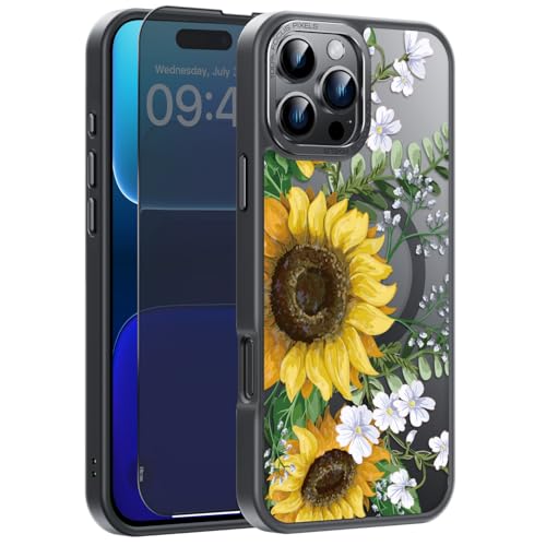 Goodon Schutzhülle für iPhone 16 Pro mit Sichtschutz, kompatibel mit Magsafe, stoßfest, durchscheinend, matt, niedliches Blumendesign, für Damen und Mädchen, blühende Sonnenblume Goodon Schutzhülle für iPhone 16 Pro mit Sichtschutz, kompatibel mit Magsafe, stoßfest, durchscheinend, matt, niedliches Blumendesign, für Damen und Mädchen, blühende Sonnenblume von Goodon