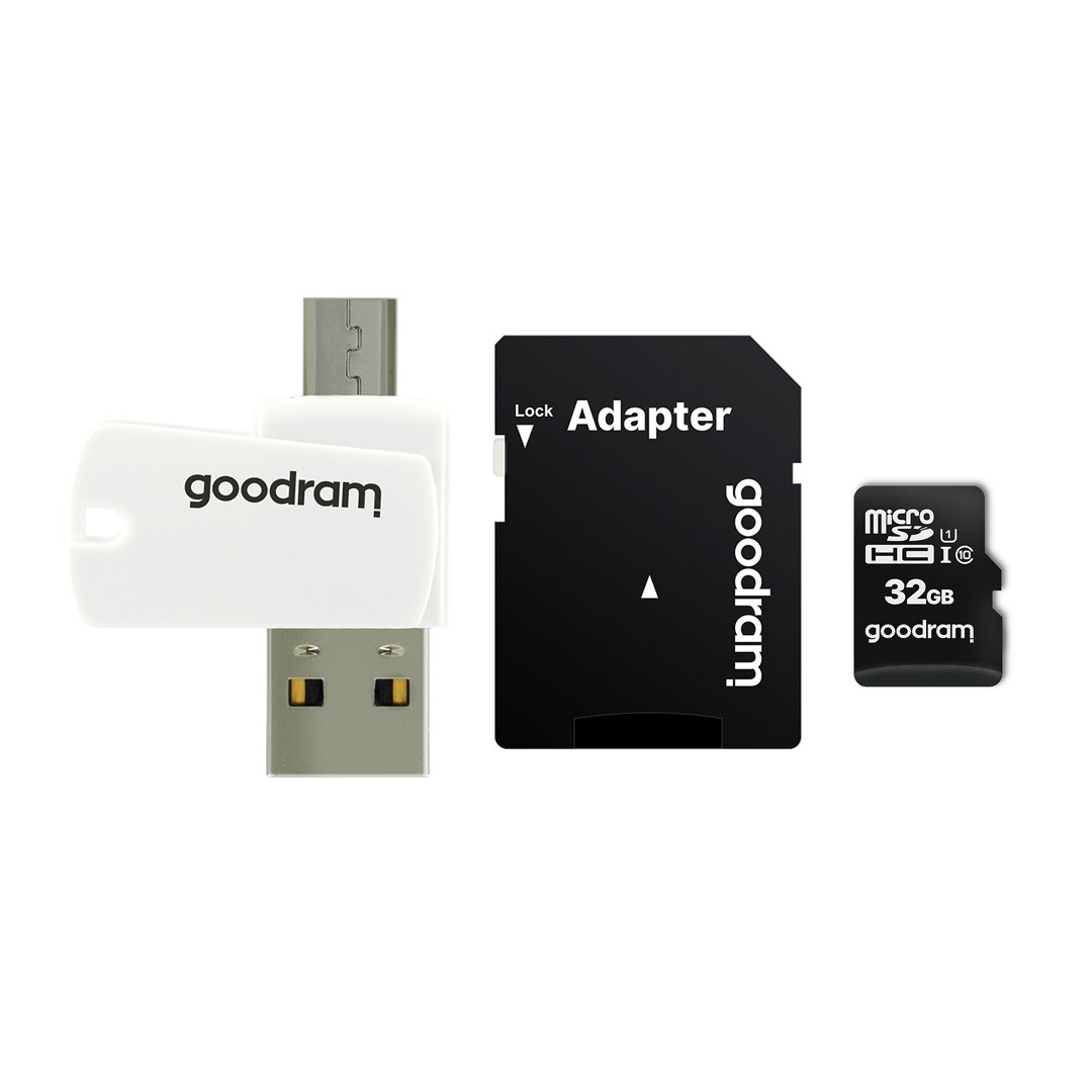 All-in-One MicroSD 32GB cl. 10 UHS-I + Adapter + Kartenleser - MicroSDHC All-in-One MicroSD 32GB cl. 10 UHS-I + Adapter + Kartenleser - MicroSDHC von Goodram
