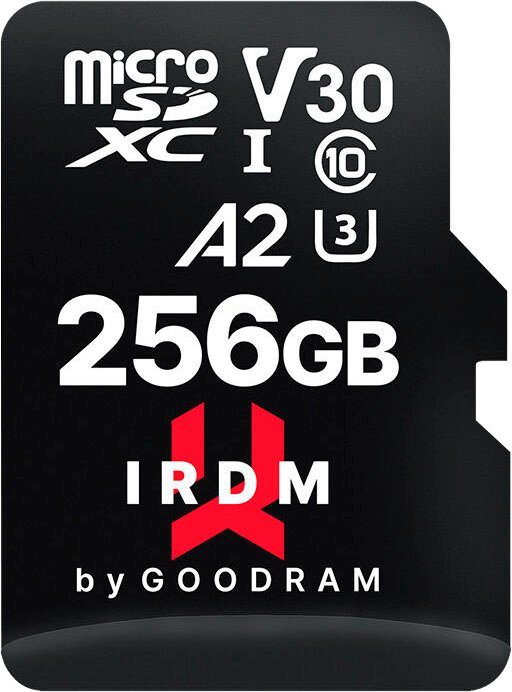Goodram IRDM 256GB microSDXC UHS I U3 A2 + adapter Speicherkarte (256 GB, Video Speed Class 30 (V30), 170 MB/s Lesegeschwindigkeit) von Goodram