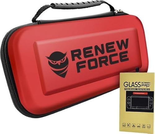 Goods4you Passend für Nintendo Switch Schutzset - Aerocase Etui Tasche & Case Cover mit Displayschutz, schwarz (rot) von Goods4you