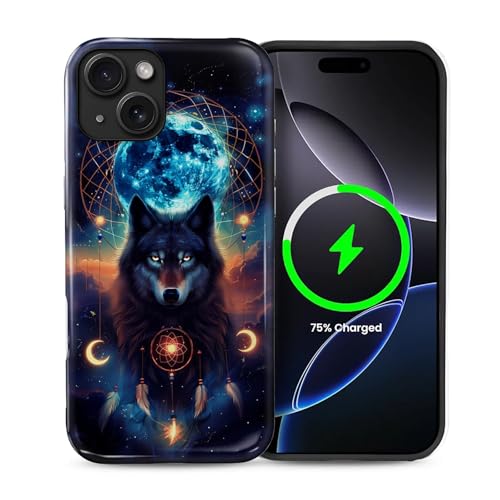 Goodsprout Für iPhone 14 Hülle für MagSafe Glänzende Hartschale Acryl und Silikon Soft Shell Kombination Telefonstil 2-in-1 Blau Mond Wolf Traumfänger Sternennacht Muster Goodsprout Für iPhone 14 Hülle für MagSafe Glänzende Hartschale Acryl und Silikon Soft Shell Kombination Telefonstil 2-in-1 Blau Mond Wolf Traumfänger Sternennacht Muster von Goodsprout