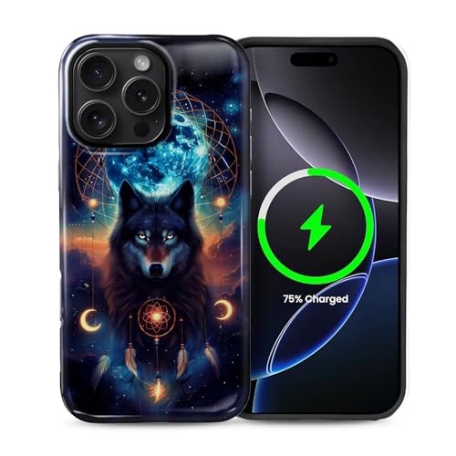 Goodsprout Für iPhone 16 Pro Max Hülle für MagSafe Glänzende Hartschale Acryl und Silikon Soft Shell Kombination Telefonstil 2-in-1 Blau Mond Wolf Traumfänger Sternennacht Muster Goodsprout Für iPhone 16 Pro Max Hülle für MagSafe Glänzende Hartschale Acryl und Silikon Soft Shell Kombination Telefonstil 2-in-1 Blau Mond Wolf Traumfänger Sternennacht Muster von Goodsprout