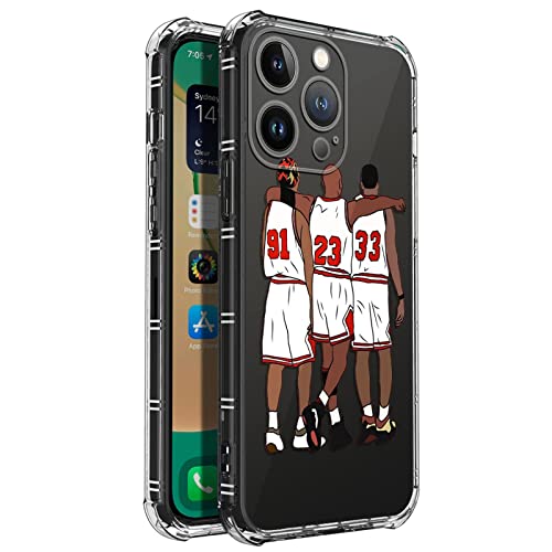 Goodsprout Kompatibel mit iPhone 14 Pro Max Hülle, klar mit drei Basketball-Spielern, Muster, Kunststoff, TPU, Bumper Schutzhülle für Apple iPhone 14 Pro Max von Goodsprout