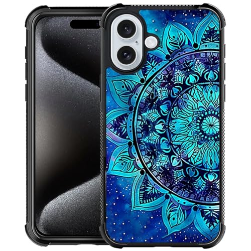 Goodsprout Kompatibel mit iPhone 16 Hülle, Mandala-Blume, Blau, böhmisches Muster, stoßfest, kratzfest, harte Rückseite aus Polycarbonat für iPhone 16 Goodsprout Kompatibel mit iPhone 16 Hülle, Mandala-Blume, Blau, böhmisches Muster, stoßfest, kratzfest, harte Rückseite aus Polycarbonat für iPhone 16 von Goodsprout