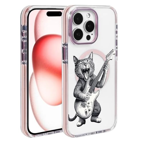 Goodsprout Schutzhülle für iPhone 13 Pro Max, kompatibel mit MagSafe-Hülle, klar mit Crazy Cat Play Guita-Muster, stoßfest, glänzend, magnetisch, Schutzhülle für iPhone 13 Pro Max von Goodsprout