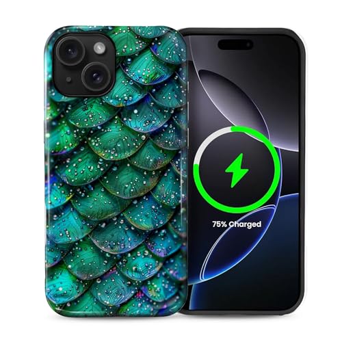 Goodsprout Schutzhülle für iPhone 15 für MagSafe Glänzende Hartschale aus Acryl und Silikon, weiche Schale, Kombination, Telefonstil, 2-in-1, grünes Meerjungfrauen-Schuppen-Muster Goodsprout Schutzhülle für iPhone 15 für MagSafe Glänzende Hartschale aus Acryl und Silikon, weiche Schale, Kombination, Telefonstil, 2-in-1, grünes Meerjungfrauen-Schuppen-Muster von Goodsprout