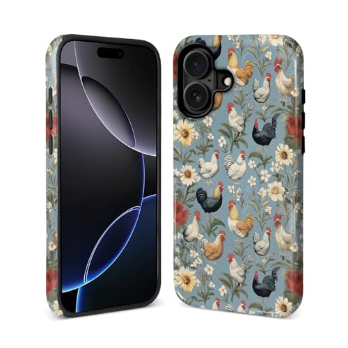 Goodsprout Schutzhülle für iPhone 16 Plus für MagSafe Glänzende Hartschale Acryl und Silikon Soft Shell Kombination Telefonstil 2-in-1 Vintage Bauernhof Tier Hühnerliebhaber Muster Goodsprout Schutzhülle für iPhone 16 Plus für MagSafe Glänzende Hartschale Acryl und Silikon Soft Shell Kombination Telefonstil 2-in-1 Vintage Bauernhof Tier Hühnerliebhaber Muster von Goodsprout