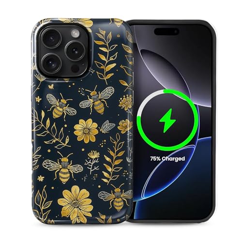Goodsprout Schutzhülle für iPhone 16 Pro für MagSafe Glänzende Hartschale Acryl und Silikon Soft Shell Kombination Telefonstil 2-in-1 Vintage Gelbe Biene Blumenmuster Goodsprout Schutzhülle für iPhone 16 Pro für MagSafe Glänzende Hartschale Acryl und Silikon Soft Shell Kombination Telefonstil 2-in-1 Vintage Gelbe Biene Blumenmuster von Goodsprout