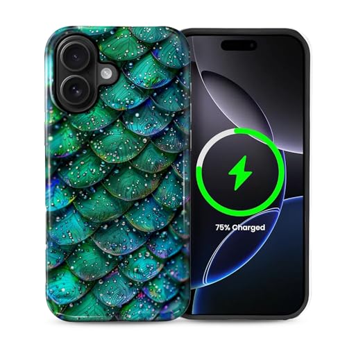 Goodsprout Schutzhülle für iPhone 16 für MagSafe Glänzende Hartschale Acryl und Silikon Soft Shell Kombination Telefonstil 2-in-1 Grün Meerjungfrau Schuppen Muster Goodsprout Schutzhülle für iPhone 16 für MagSafe Glänzende Hartschale Acryl und Silikon Soft Shell Kombination Telefonstil 2-in-1 Grün Meerjungfrau Schuppen Muster von Goodsprout