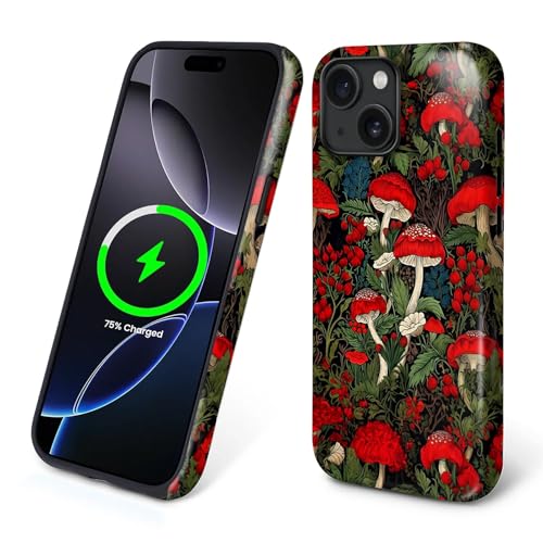 Schutzhülle für iPhone 13/14, kompatibel mit Magsafe, 2-lagige Hartschale und Silikonhülle, stoßfester Schutz, matt, hochwertige und modische Handyhülle, rote Pilzblumen Schutzhülle für iPhone 13/14, kompatibel mit Magsafe, 2-lagige Hartschale und Silikonhülle, stoßfester Schutz, matt, hochwertige und modische Handyhülle, rote Pilzblumen von Goodsprout