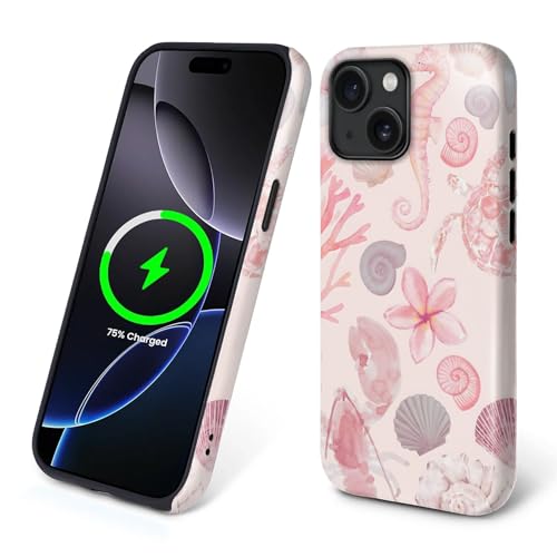 Schutzhülle für iPhone 14 Plus, kompatibel mit Magsafe, 2-lagige Hartschale und Silikonhülle, stoßfester Schutz, matt, hochwertige und modische Handyhülle, Rosa Meerestiere, Frangipani Schutzhülle für iPhone 14 Plus, kompatibel mit Magsafe, 2-lagige Hartschale und Silikonhülle, stoßfester Schutz, matt, hochwertige und modische Handyhülle, Rosa Meerestiere, Frangipani von Goodsprout