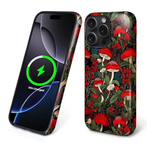 Schutzhülle für iPhone 15 Pro Max, kompatibel mit Magsafe, 2-lagige Hartschale und Silikonhülle, stoßfester Schutz, matt, hochwertige und modische Handyhülle, rote Pilzblumen Schutzhülle für iPhone 15 Pro Max, kompatibel mit Magsafe, 2-lagige Hartschale und Silikonhülle, stoßfester Schutz, matt, hochwertige und modische Handyhülle, rote Pilzblumen von Goodsprout