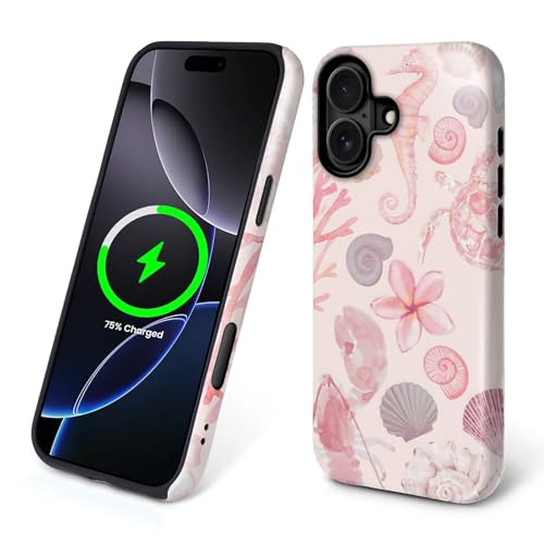 Schutzhülle für iPhone 16 Plus, kompatibel mit Magsafe, 2-lagige Hartschale und Silikonhülle, stoßfester Schutz, matt, hochwertige und modische Handyhülle, Rosa Meerestiere, Frangipani Schutzhülle für iPhone 16 Plus, kompatibel mit Magsafe, 2-lagige Hartschale und Silikonhülle, stoßfester Schutz, matt, hochwertige und modische Handyhülle, Rosa Meerestiere, Frangipani von Goodsprout