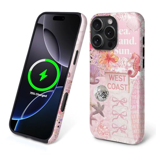 Schutzhülle für iPhone 16 Pro Max, kompatibel mit Magsafe, 2-lagige Hartschale und Silikonhülle, stoßfester Schutz, matt, hochwertige und modische Handyhülle, rosa Meeresfrüchte, florale Schleife Schutzhülle für iPhone 16 Pro Max, kompatibel mit Magsafe, 2-lagige Hartschale und Silikonhülle, stoßfester Schutz, matt, hochwertige und modische Handyhülle, rosa Meeresfrüchte, florale Schleife von Goodsprout