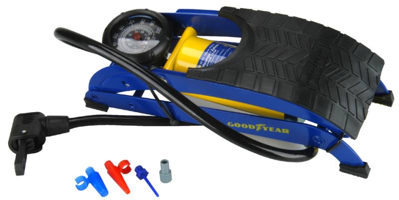 GOODYEAR Fußluftpumpe Einzylinder, blau/gelb von Goodyear