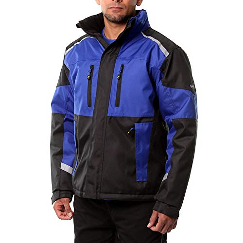 Goodyear Herren Arbeitskleidung Arbeitssicherheit wasserdicht winddicht atmungsaktive thermische polare Wärme gepolstert Canvas Jacke Mantel, schwarz / königlich, L von Goodyear