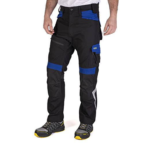 Goodyear Herren Kontrast Dreifach genähte Multi Tool Pocket Moderne Fracht Flex Knie Kneepad Taschen Arbeitssicherheit Hosen, Schwarz, 30" Taille Regular Leg (31" ) von Goodyear