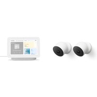 Google Nest Cam (mit Akku) 2er-Pack + kostenloser Google Nest Hub (2. Generation) von Google Nest