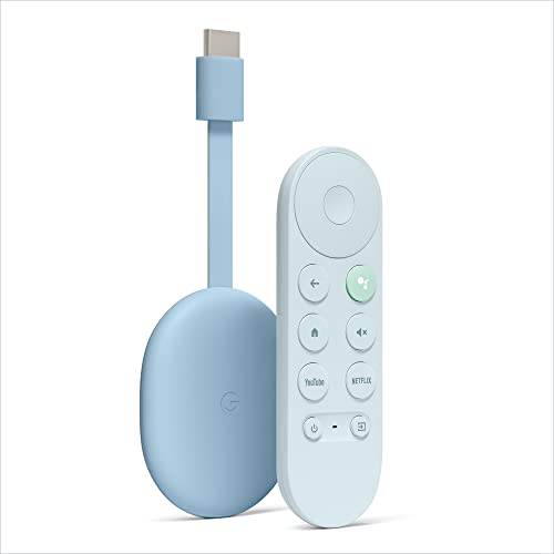 Chromecast mit Google TV (4K) Himmel - Bringt Unterhaltung per Sprachsuche auf deinen TV. Streame Filme, Serien oder Netflix in bis zu 4K HDR-Qualität. Einfach eingerichtet von Google