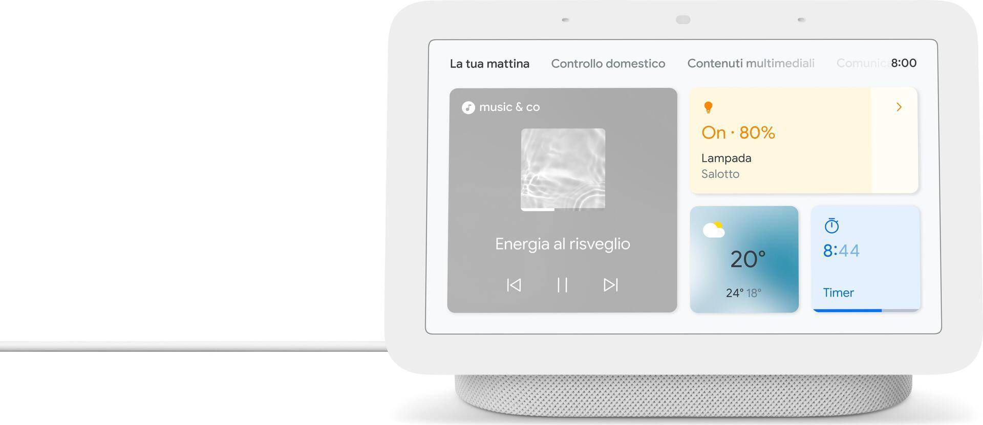 Google Nest Hub (Gen 2) - Google Assistant - Rechteck - Weiß - 17,8 cm (7 ) - Chalk - 1024 x 600 Pixel (GA01331-IT) von Google
