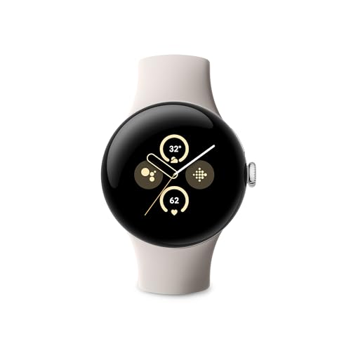 Google Pixel Watch 2 - das Beste von Google und Fitbit – Herzfrequenzmessung, Stressmanagement, Sicherheitsfunktionen – Android – Aluminiumgehäuse in Matte Black – Sportarmband in Porcelain – WLAN von Google