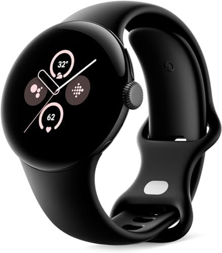 Google Pixel Watch 2 mit Fitbit Herzfrequenzüberwachung, Stressmanagement und Sicherheit, Android Smartwatch, Aluminiumgehäuse in Mattschwarz, Obsidian, WLAN von Google