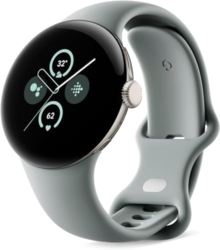 Google Pixel Watch 2 mit den besten Fitbit-Herzfrequenz-Tracking, Stress-Management, Sicherheitsfunktionen - Android Smartwatch - Champagner Gold Aluminium Gehäuse - Hazel Active Band - LTE von Google