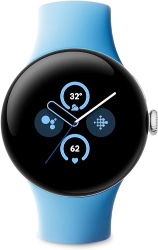 Google Pixel Watch 2 mit den besten Fitbit-Herzfrequenz-Tracking, Stressmanagement, Sicherheitsfunktionen - Android Smartwatch - poliertes silberfarbenes Aluminiumgehäuse - Bay Active Band - LTE von Google